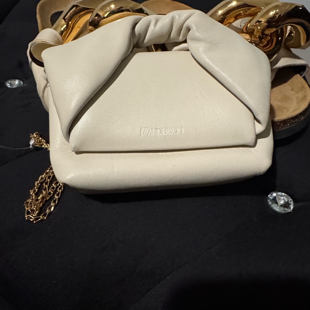 JW Anderson Ivory Bow Clutch with Gold Chain - Picture 3 of 15